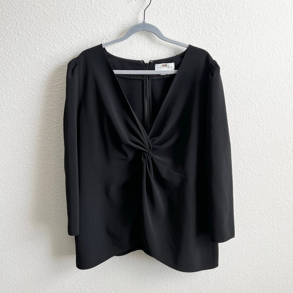 Sachin & Babi Black Tori Twist Front Blouse Women's 18 Plus Size Glam Party